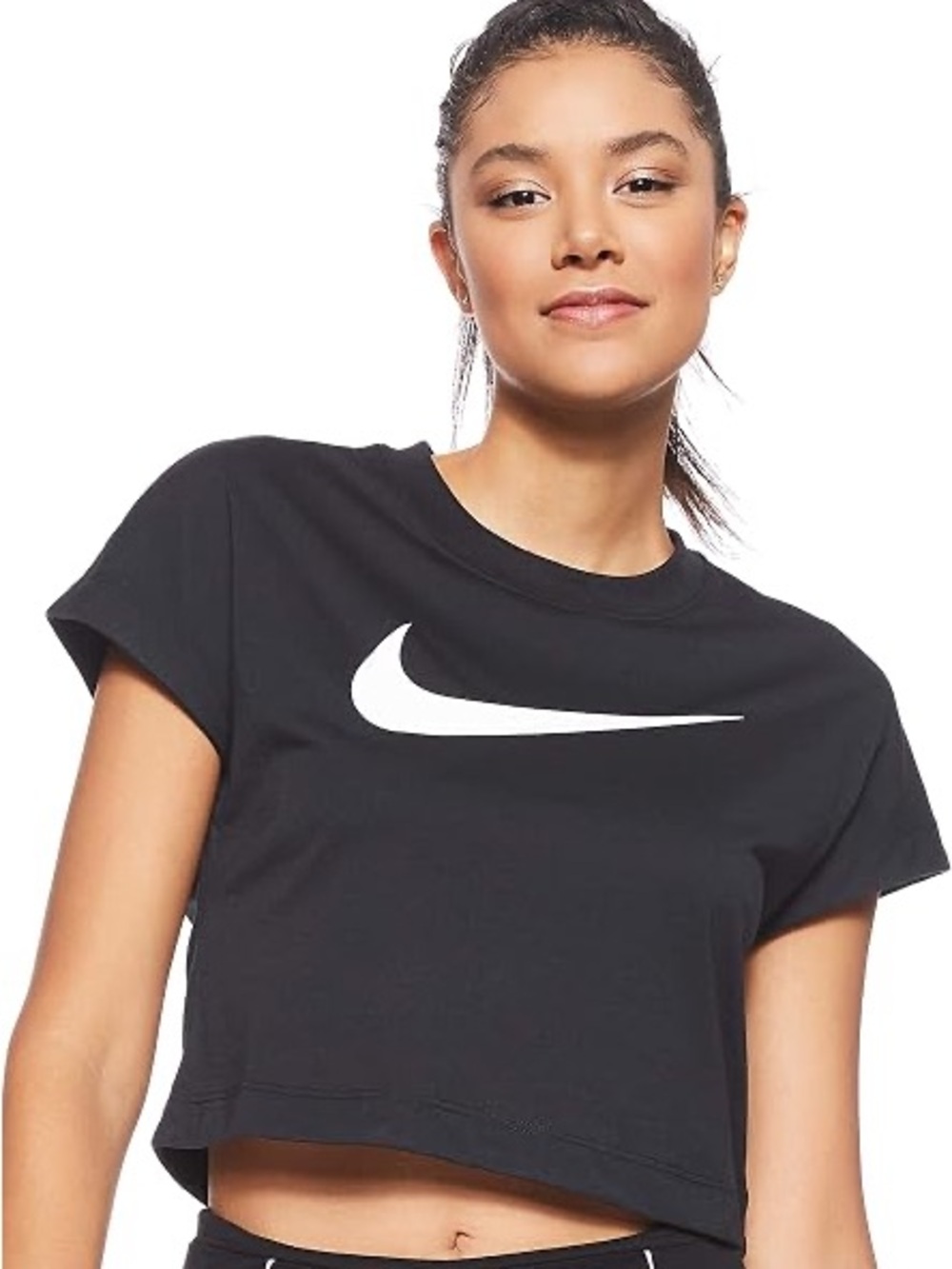Nike Swoosh Tank Top Women’s Size Large Black Cropped Athleisure